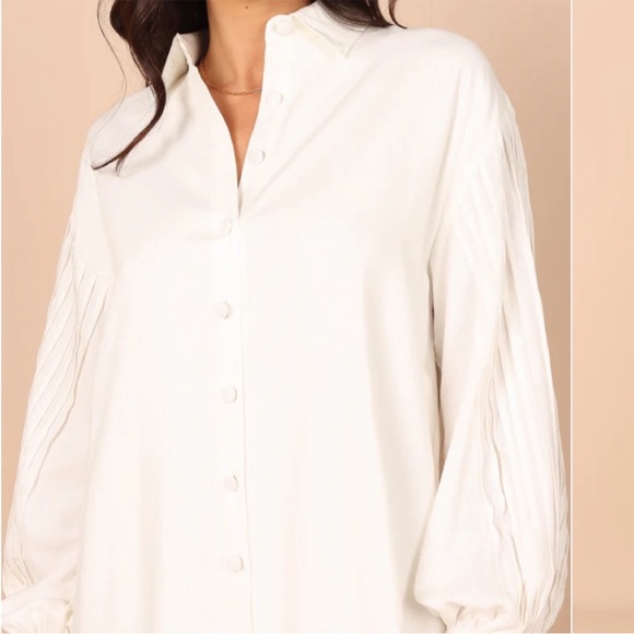 Petal and Pup Mia Long Sleeve Shirt Dress - White - Picture 6 of 14
